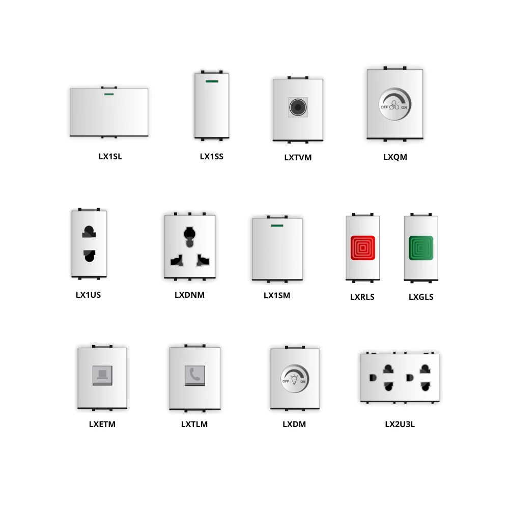 Ổ cắm điện, công tắc và phụ kiện bản lớn dòng LX