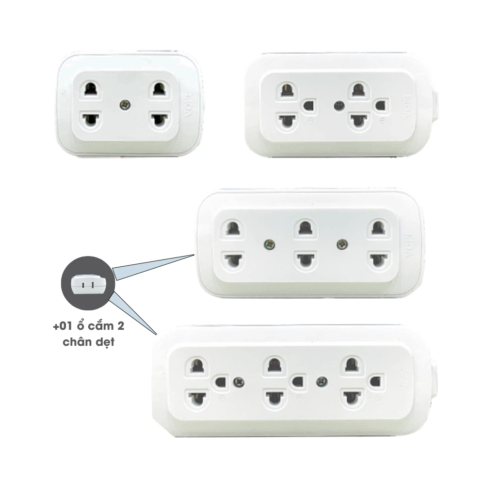 Ổ Cắm Không Dây Phổ Thông Thế Hệ Mới Công Suất 10A 250VAC MAX 2200W - Mã KD2U2, KD3U2, KD2U31D, KD3U31D