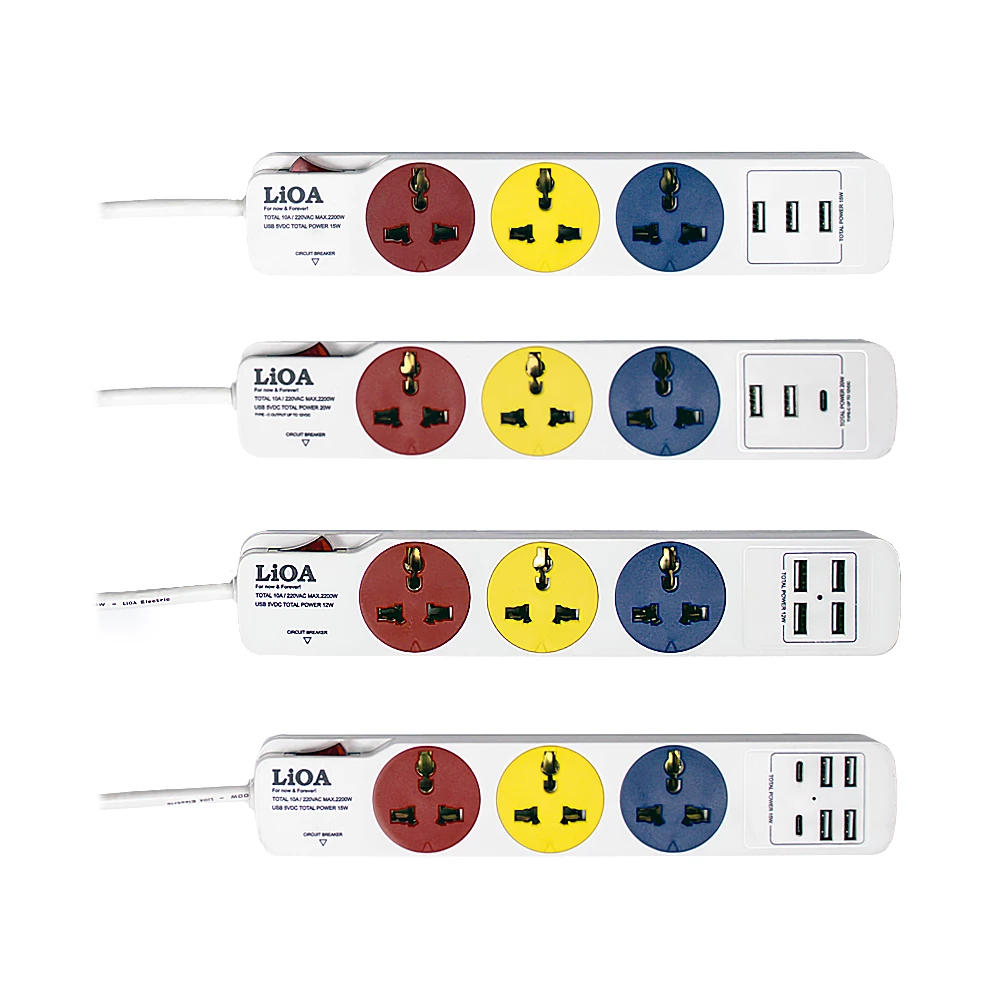 Ổ Cắm Kéo Dài Đa Năng Thế Hệ Mới Loại Có Cổng Sạc USB Công Suất Tối Đa 10A 250VAC MAX 2200W - Mã 3DN3A15W, 3DN2A1C20W, 3DN4A12W, 3DN4A2C15W