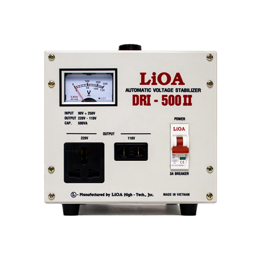 Ổn Áp LiOA 1 Pha mã DRI-500II 0,5kVA 500VA. Điện Áp Vào 90V÷250V, Điện Áp Ra 220V÷110V