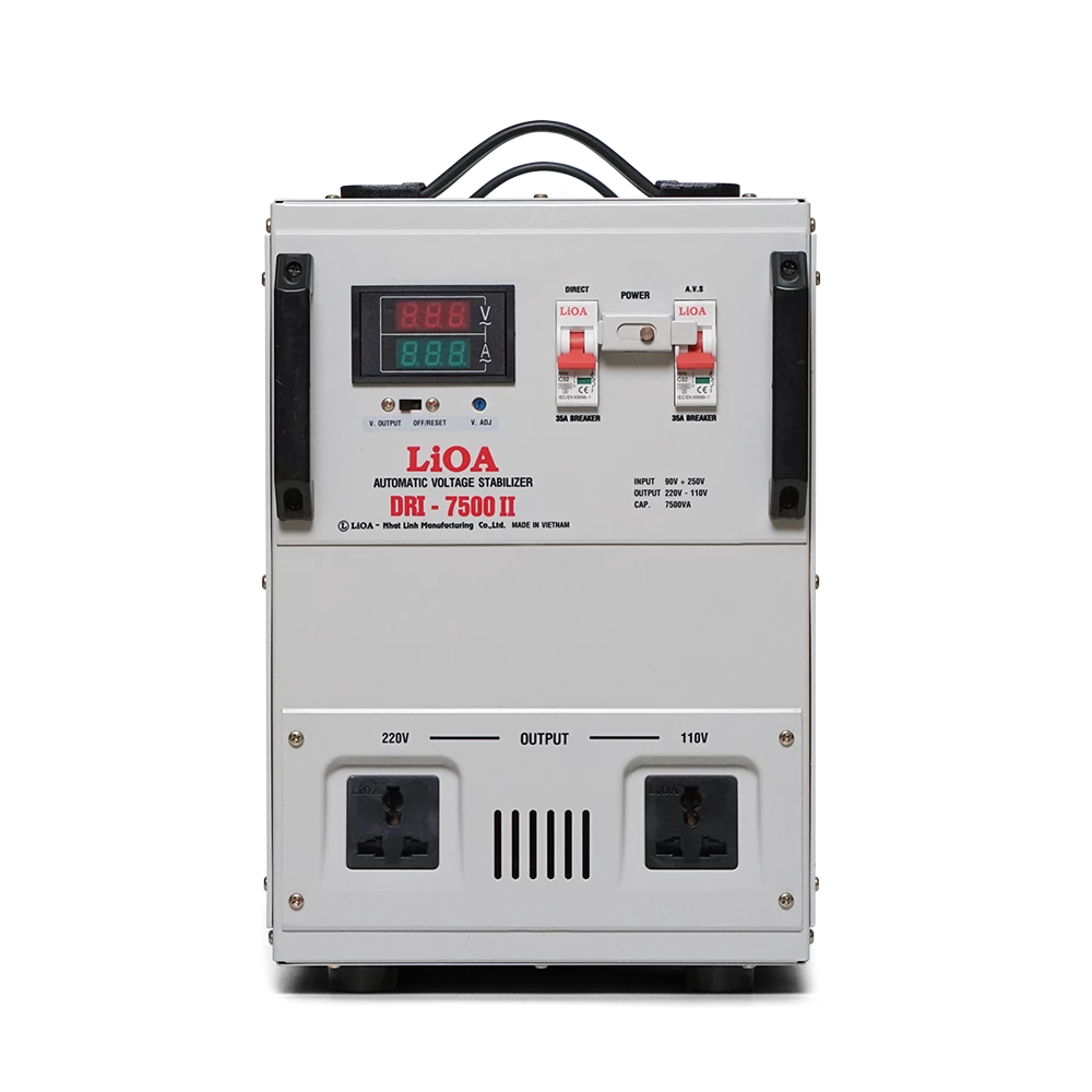 Ổn Áp LiOA 1 Pha DRI-7500II 7,5kVA 7500VA. Điện Áp Vào 90V÷250V, Điện Áp Ra 220V÷110V
