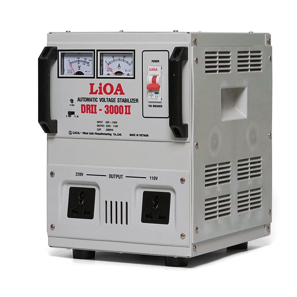 Ổn Áp LiOA 1 Pha DRII-3000II 3kVA 3000VA. Điện Áp Vào 50V÷250V, Điện Áp Ra 220V÷110V