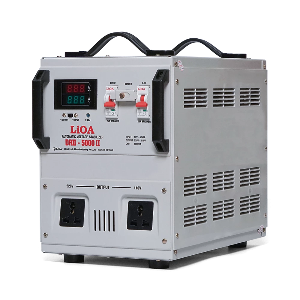 Ổn Áp LiOA 1 Pha DRII-5000II 5kVA 5000VA. Điện Áp Vào 50V÷250V, Điện Áp Ra 220V÷110V