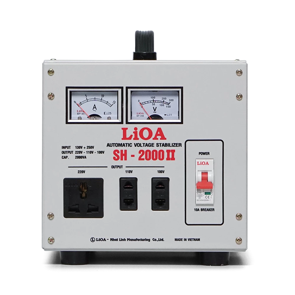 Ổn Áp LiOA 1 Pha mã SH-2000II 2kVA 2000VA. Điện Áp Vào 130V÷250V, Điện Áp Ra 220V÷110V