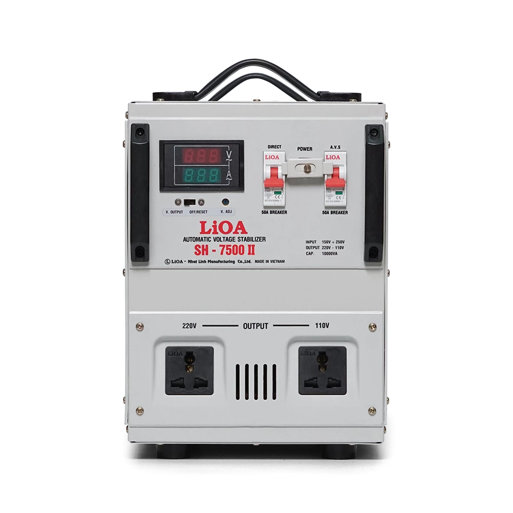 Ổn Áp LiOA 1 Pha SH-7500II 7,5kVA 7500VA. Điện Áp Vào 150V÷250V, Điện Áp Ra 220V÷110V