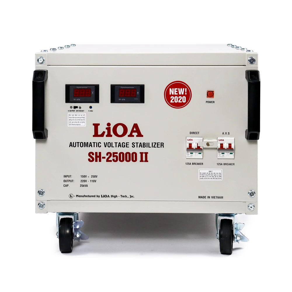 Ổn Áp LiOA 1 Pha SH-25000II 25kVA 25000VA. Điện Áp Vào 150V÷250V, Điện Áp Ra 220V÷110V