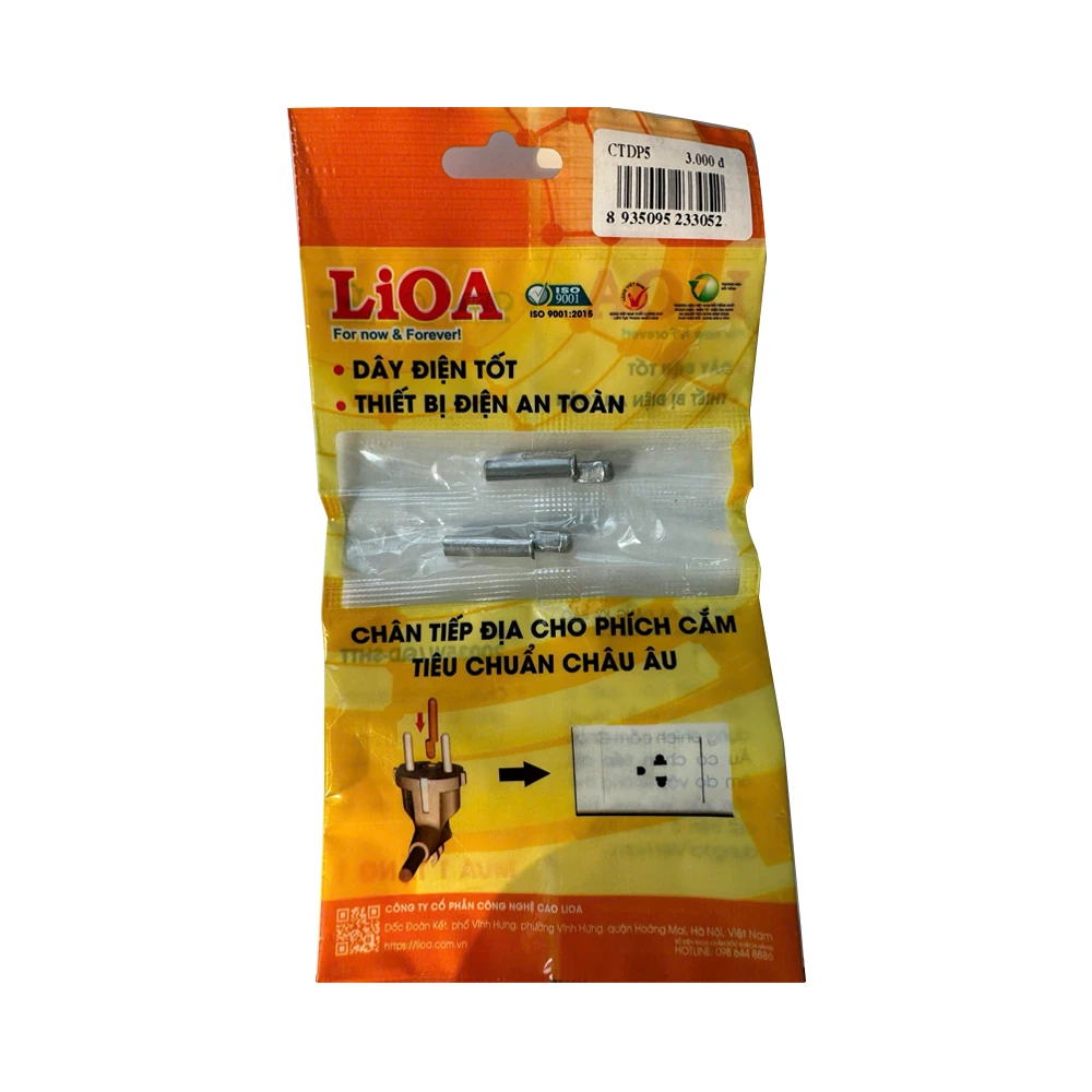(Combo 10 túi) Chân Tiếp Địa Cho Phích Cắm Tiêu Chuẩn Châu Âu - Mã CTDP5
