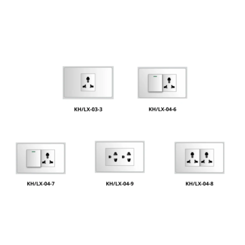 Thiết bị điện kết hợp ổ cắm lắp sẵn dòng LX mã KH/LX-03-3 / KH/LX-04-6 / KH/LX-04-7 / KH/LX-04-8 / KH/LX-04-9