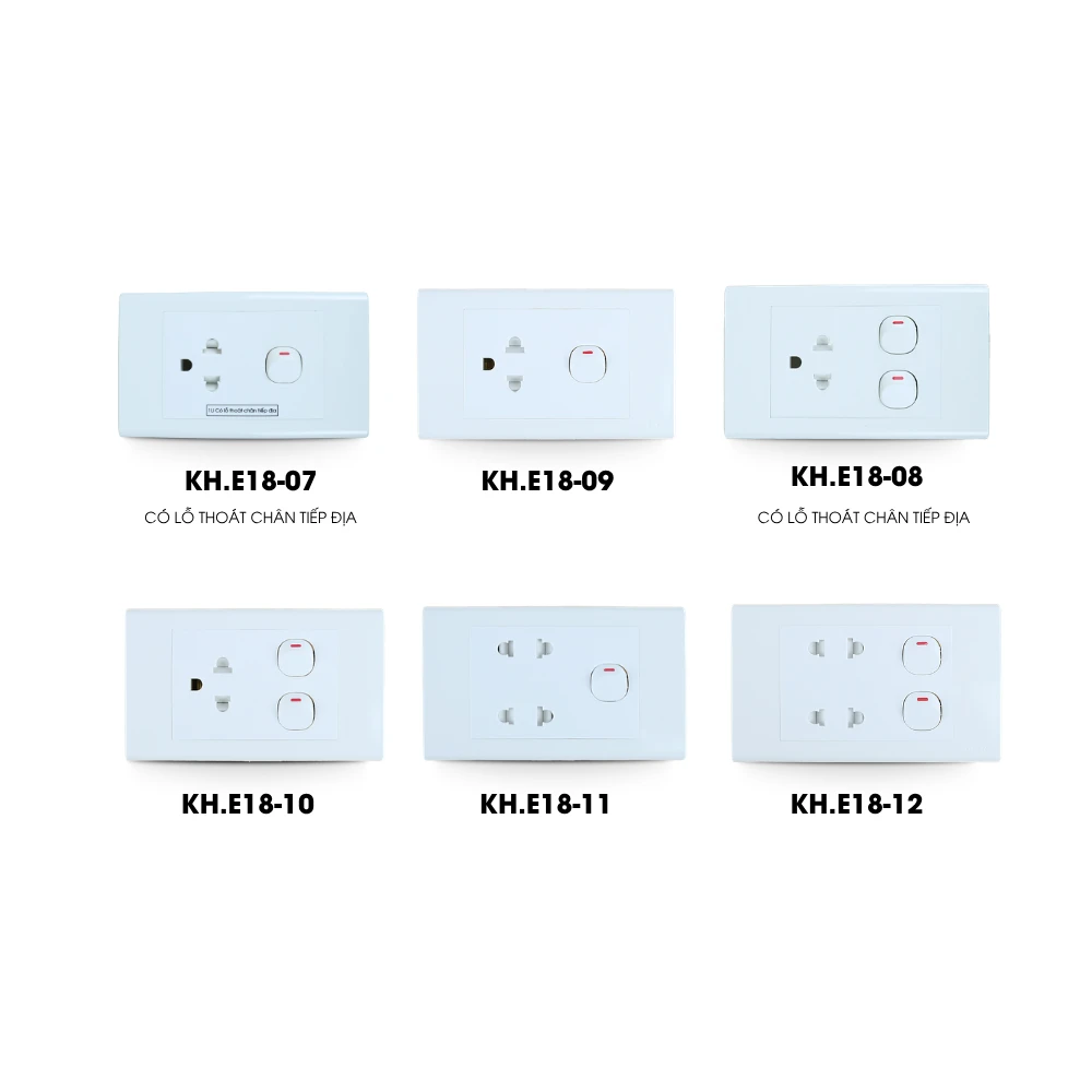 Combined Switch & Socket Products - E18 Series Models KH/E18-07 / KH/E18-08 / KH/E18-09 / KH/E18-10 / KH/E18-11 / KH/E18-12
