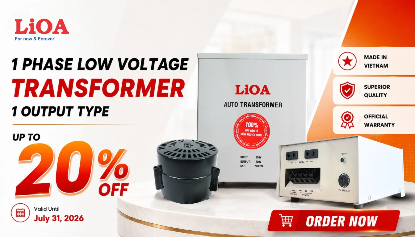 LiOA 20% Discount on 1 Phase Low Voltage Transformers – 1 Output